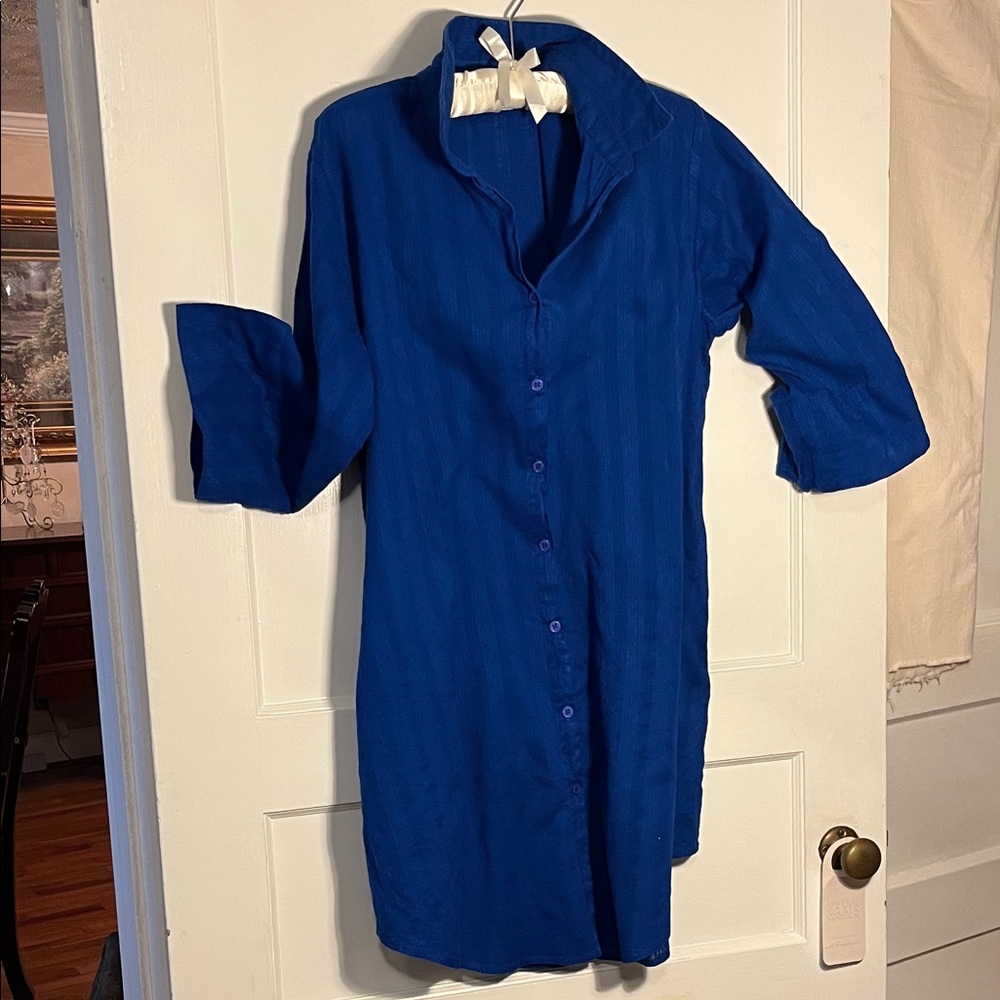 Royal Blue Cotton Button-Up Caftan
